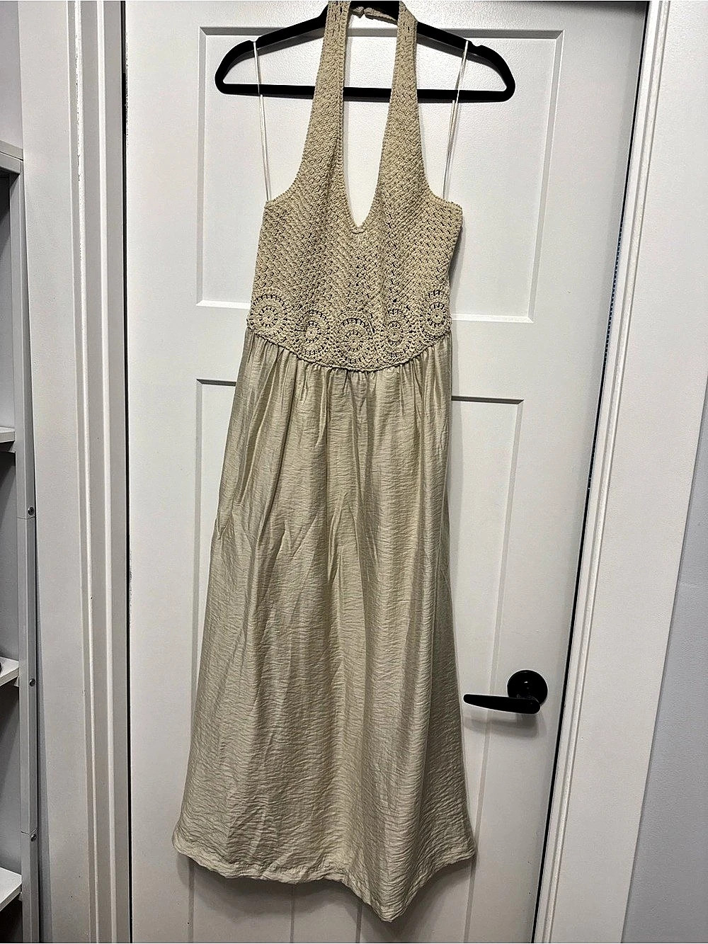 LOFT Crochet Halter Midi Dress Crochet Maxi Dress in Cream Size 6 NWT